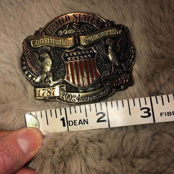 VTG US Constitution Commemorative Brass Belt Buckle 200 Years 1787 1987 - Picture 4 of 5